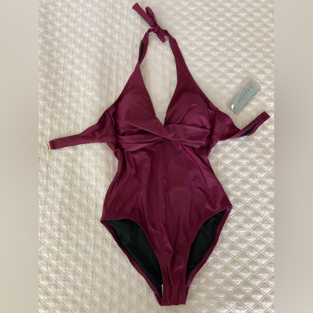 Coastal Blue One-Piece Halter Swimsuit  Size Small NWT